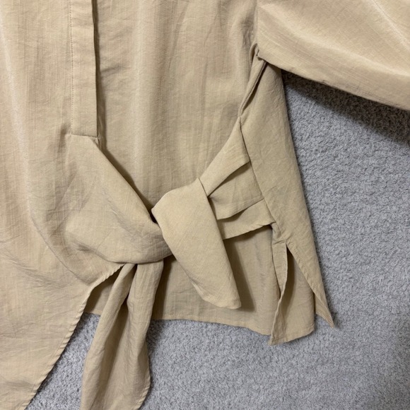 Work Casual Wrap Blouse Beige Tie Front Lightweight Top 18 Eloquii - Picture 7 of 14